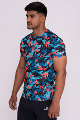 CruiseCamo Round Neck T-Shirt Mint Blue Black (D)